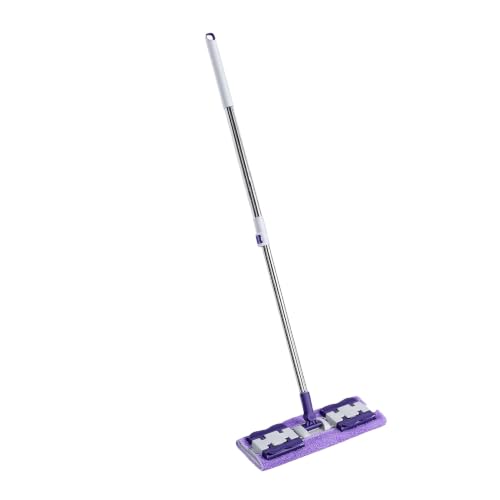 POCREATION Clamp Sweep Mop Kit 360 Degree Rotating Head with Serrated Clip System for All Floor Types Wood and Tile (2 Cloth Clamp Sweep Mop Kit)