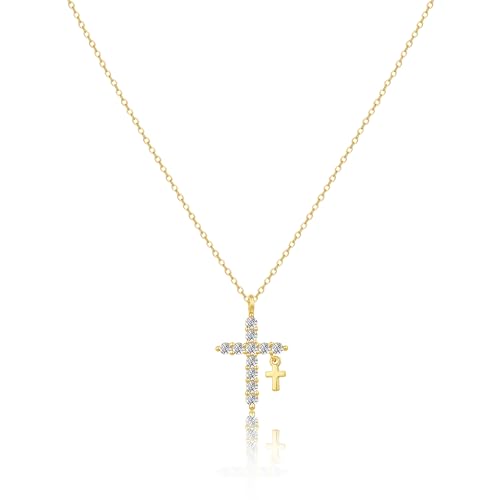 Amicon Gold Cross Necklace for Women Dainty 14K Gold Plated Double Cross Pendant Necklace Simple Charm Cross Necklaces Faith Trendy Jewelry Gifts by Amicon - Used condition - Image 7