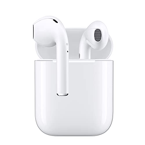 Wireless Earbuds,Bluetooth 5.0 Headphone Automatic Noise Reduction in-Ear Earphones with Binaural Mic and Charging Case for Work/Travel/Gym (White)