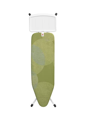 Brabantia - Tabla de Planchar B - con Soporte para Plancha Vapor XL - Mediana & Plegable - Altura Ajustable - Patas Antideslizantes - Funda de Algodón de Ajuste Calm Rustle - 124 x 38 cm