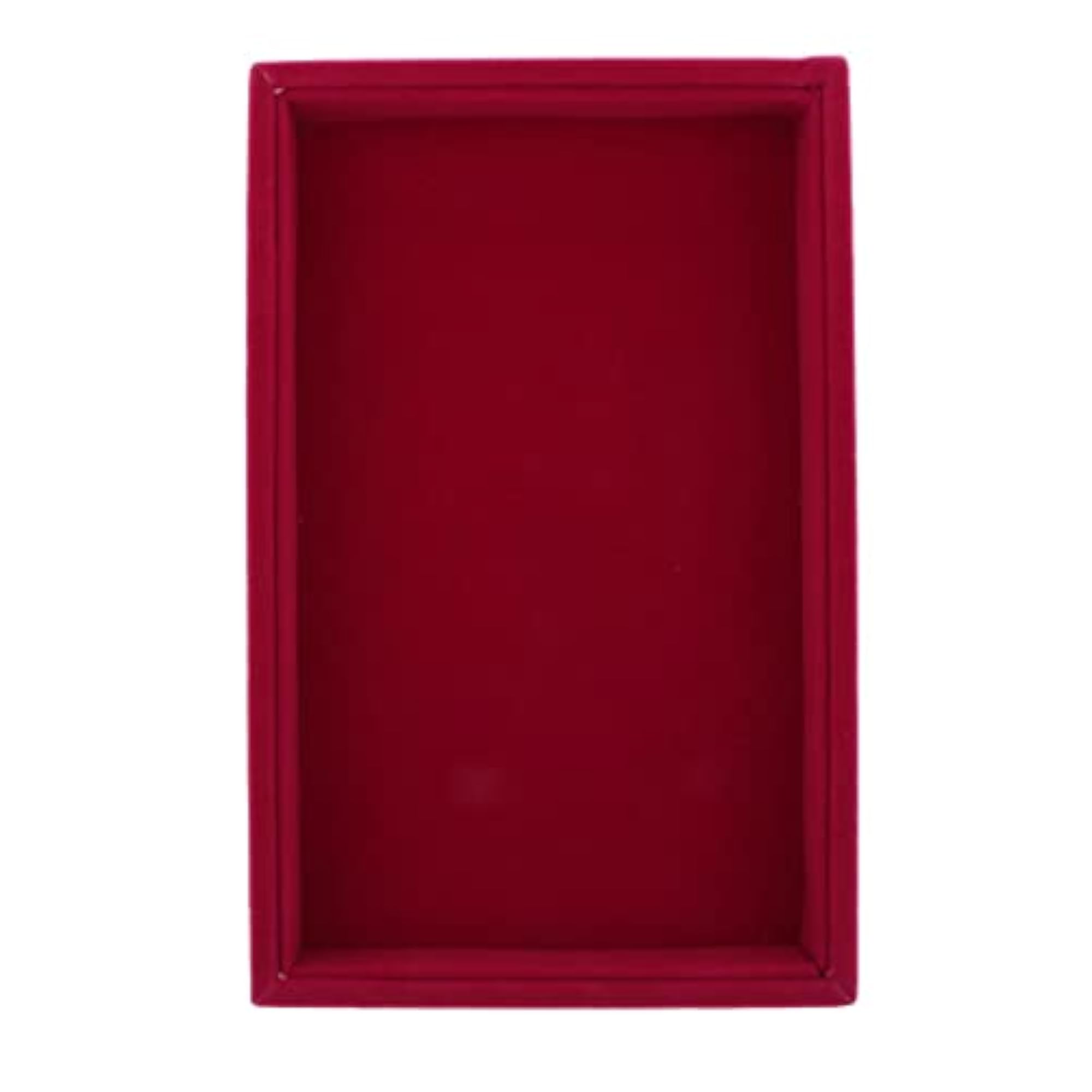 Elegant Velvet Stackable Jewelry Display Tray, Rose Red
