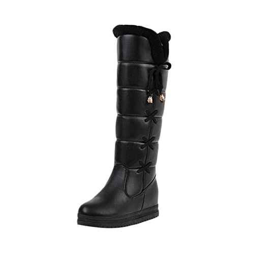 Frauen Keil Schneestiefel Plattform Runde Zehe Warme Lässige Lange Röhrenschuhe Winter Bequeme Gehende Kniehohe Stiefel Cover