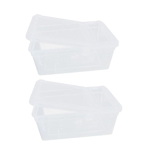 HANABASS 2個爬虫類や昆虫用給餌箱 通気性設計 積み重ね可能 小動物 飼育 ケース タランチュラ ヤモリ コオロギ 子ガメ カエルなどに適用