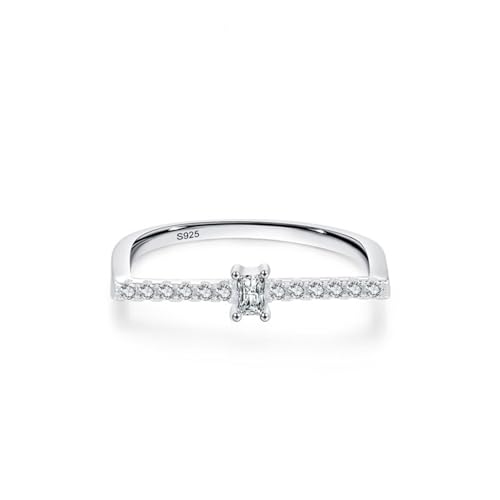 Bague pierre argent classique au design rectangle de haute joaillerie