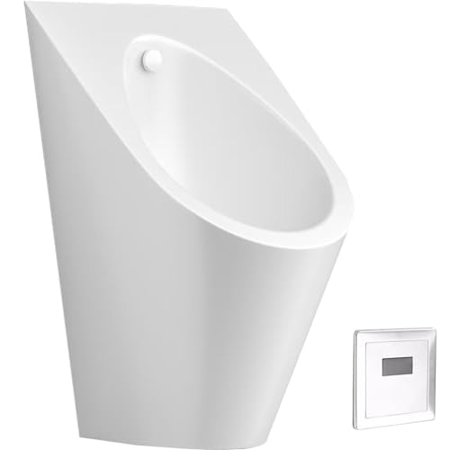 Scumlovy Urinario de Acero Inoxidable 304, automático, de Pared, para baño Masculino, con Sensor doméstico/Comercial, para Adultos, Inodoro con Descarga Inteligente, Color Blanco.