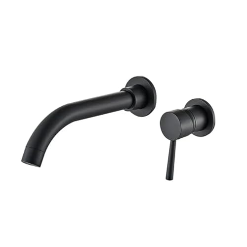 Bec mural noir mat mitigeur de baignoire et lavabo design - 2