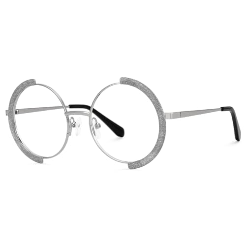 Image of Zeelool Vintage Metal Round Eyeglasses Frame for Women with Non-prescription Clear Lens ZJGM351423