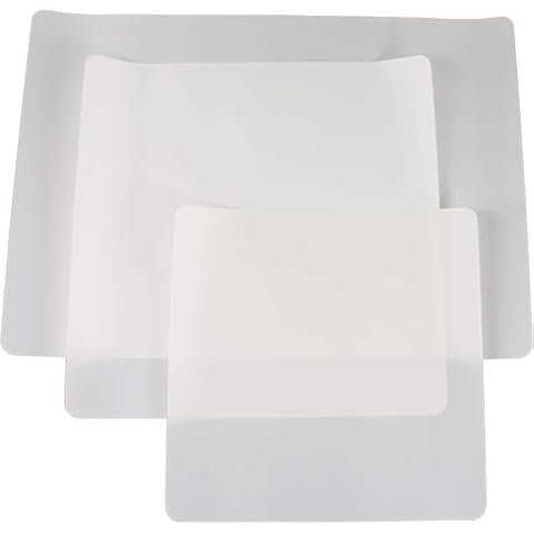 3 Pack PTFE Sheet/Teflon Sheets Multiple Sizes. Non Stick Transparent Reusable Sheets, Extra-Thick and Heat Resistant. Great as Applique Pressing Sheet, Heat Press Transfer, Ironing, Arts and Crafts Cover