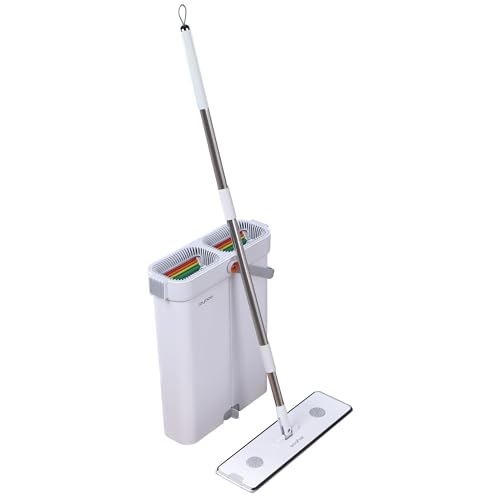 JOYBOS Set De Mopa Plana De Microfibra Y Cubeta Escurridora