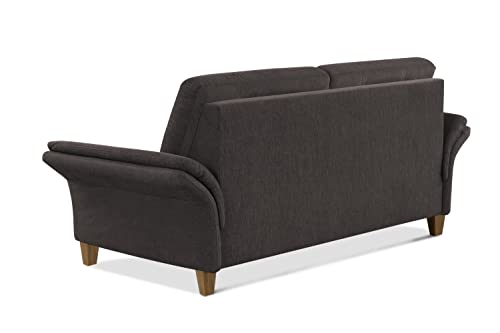 CAVADORE 3er Sofa Wyk / 3-Sitzer-Couch im Landhausstil mit Federkern + Holzfüßen / 186 x 90 x 89 / Chenille, Braun – Bild 6