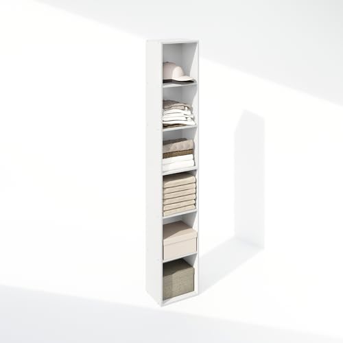Furinno Luder 6-stöckiges Multifunktionales Kleidung & Kleiderschrank Aufbewahrungsregal, Weiß