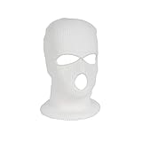 Jungerhouse Balaclava,Sturmhaube Gesichtshaube Acryl 3-Loch Sturmhaube Skimaske Erwachsene Winter Strick Sturmhaube (Weiß)