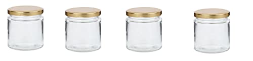 Image of AFAST Clear Glass Storage Jars with Gold Lid - 100 ml, Pack of 8, Airtight Small Containers for Spice, Masala, Pickle, Dry Fruits, Snacks, Multipurpose Kitchen Food Storage Jar,