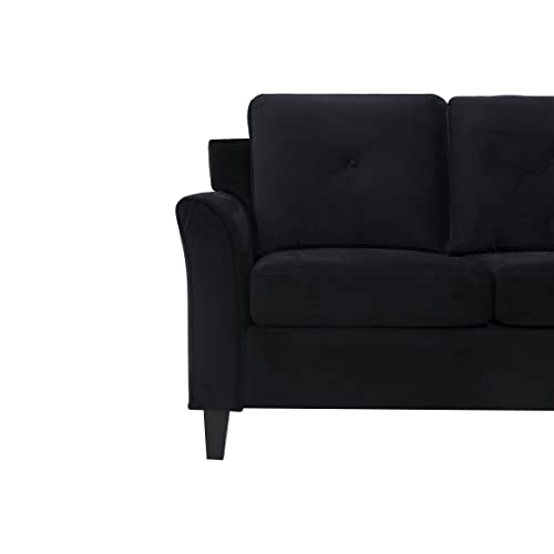 Raelynn Button Tufted Loveseat Affordable Black Loveseat For Budget-Conscious Buyers Microfiber Couch For Small Spaces Durable Sturdy Living Room Furniture Tool-Free Assembly And Easy Maintenance #TOP7