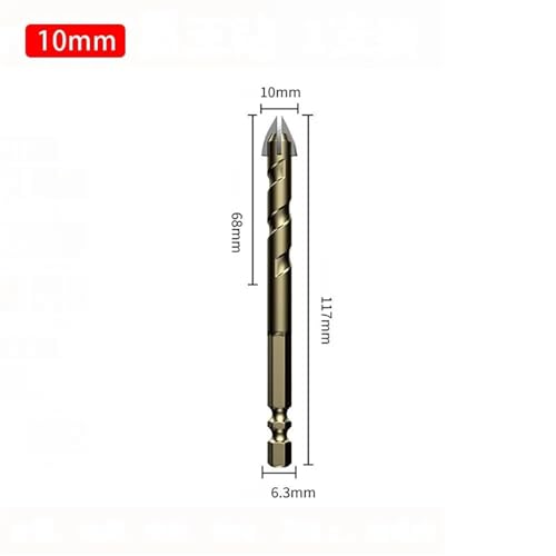 Foret à carrelage croisé 10mm en alliage de carbure à queue hexagonale pour perçage multifonction - 2