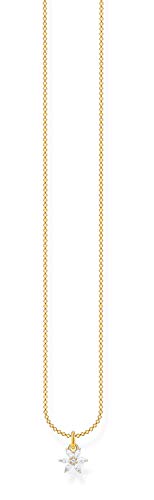THOMAS SABO Damen Kette Gold Blume weiße Steine 925 Sterlingsilber KE2103-414-14-L45V