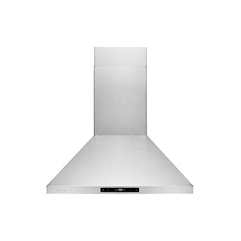 Hauslane - Chef Series Range Hood 30" WM-538 Wall Mount Range Hood - European Style Stainless Steel Stove Ventilation - 3 Speed, Touch Control, LED Lamps, Baffle Filters - Vented or Ductless Cover