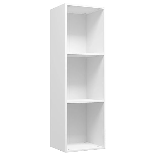 vidaXL Libreria/Mobile TV con 3 Vani a Giorno Classico Robusto Armadietto Basso Base Porta TV Orizzontale Bianco 36x30x114 cm in Multistrato