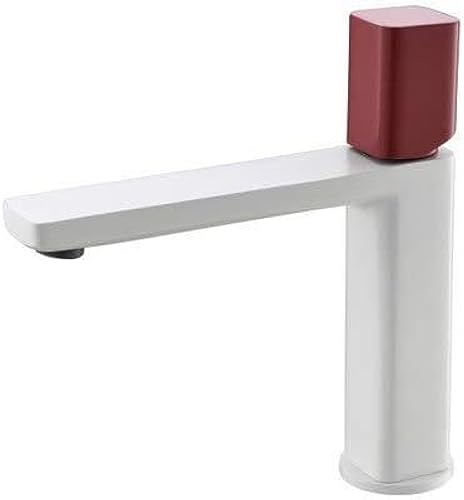 洗面器の蛇口浴室のシンクミキサータップブラシゴールドクロームブラックレッドファッション洗面器水シンクミキサー銅-黒(White Red)