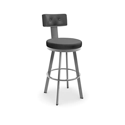 Amisco Tower Swivel Metal Barstool With Backrest, 30-Inch, Magnetite/Ink #TOP6