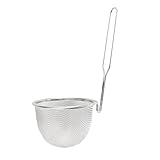 Cesta del colador de alimentos El diseño de la cesta profunda sostiene los alimentos de forma segura para facilitar la transferencia y la porción; La manija larga mantiene las manos fuera de los daños.