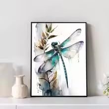 Tableau libellule sur toile pour habiller un mur vide déco salon encadrée