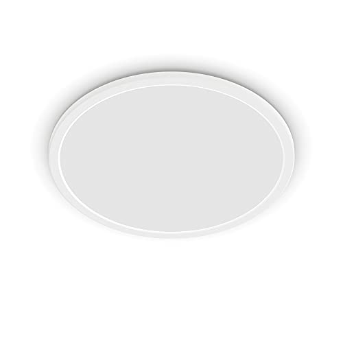 Philips Super Slim Deckenleuchte für das Badezimmer, dimmbar mit Fernbedienung, 18 W, 2700 K, warmweißes Licht, weiß, IP44, wasserfest, blend- und flimmerfrei