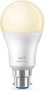 WiZ Dimmable White [B22 Bayonet Cap] Smart Connected WiFi Light Bulb. 60W Warm White Light, App Control for Home Indoor Lighting, Livingroom, Bedroom.