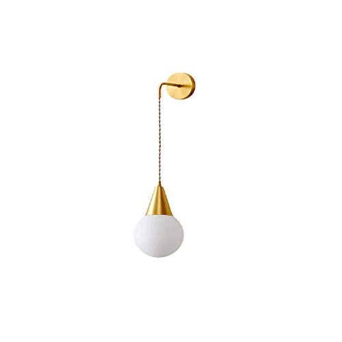 Applique murale LED en cuivre et verre blanc lait pour salon