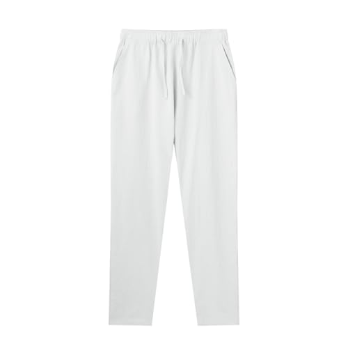 Mens Casual Linen Pants Loose Elastic Drawstring Waist Straight-Legs Summer Yoga Beach Long Pants, Parachute Pants Baggy4