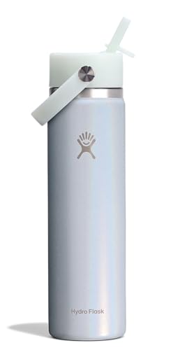 Image of Hydro Flask Water Bottle - Insulated Stainless Steel - Wide Straw Lid, Non Spill, Leakproof in 24 Oz Glimmer Blue