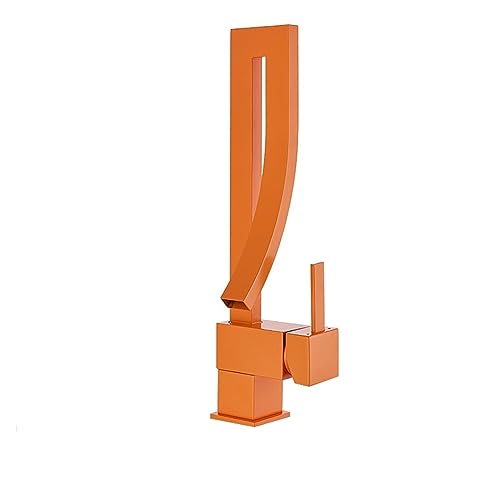 Robinets de salle de bain haut de gamme finition orange structure carrée
