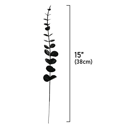 Image of Tinsow 26 PCS Black Faux Eucalyptus Leaves Halloween Artificial Flowers