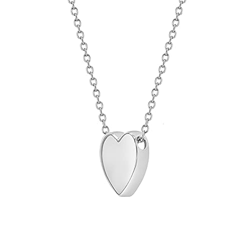 925 Sterling Silver Plain Polished Heart Necklace For Young Girls and Pre-Teens 16" - Heart Shaped Jewelry Gifts For Little Girls2