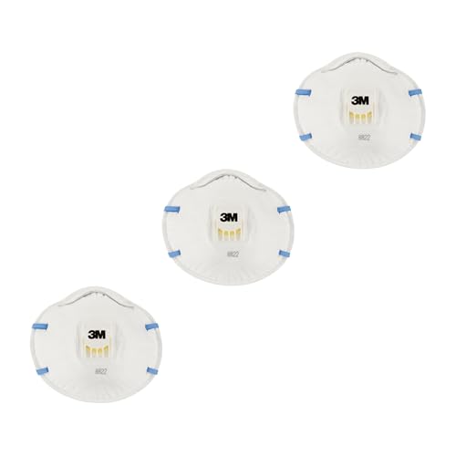 3M 8822C3, FFP2 Atemschutz-Maske für Handschleifen und Elektrowerkzeugarbeiten – Atemmaske mit Schutzstufe FFP2 und 3M Cool Flow Ventiltechnik – 3 Stück