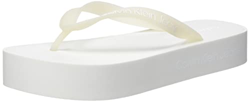 Calvin Klein Jeans Women Flip-Flops, White (Creamy White/Bright White), 6 UK