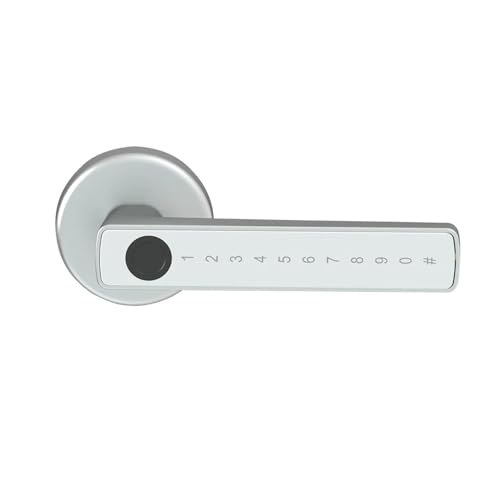 Poignée de porte intelligente argentée à empreinte et code - 2