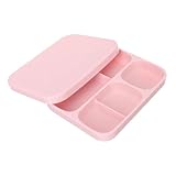 HONITANO シリコン吸盤付き幼児用仕切りプレート 蓋付き食品グレード耐久性ベビー食器 自立固定可能 持ち運び便利離乳食用