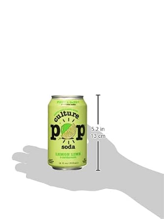Culture Pop Lemon Lime & Cardamom Probiotic Soda, Plant Based, 12 Fluid Ounces (Pack Of 12)