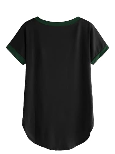 Image of Fabricorn Women's Short Sleeve Up and Down T-Shirt with Black Colour Rib
