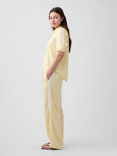 Image of Gap Womens Wide Leg Linen Pull on Pant