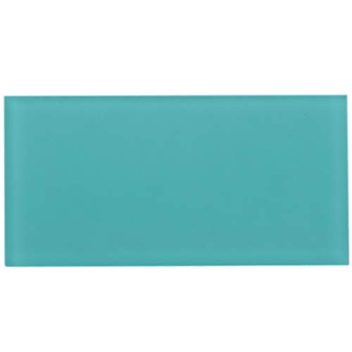 Apollo Tile 3" x 6" Aqua Matte Finished Glass Tile for Kitchen, Bathroom or Wall Panel (Sample Tile- 3"x6")