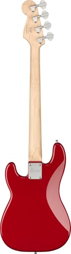 Squier by Fender Mini Precision Bass, Kompakter E Bass mit vollem Sound, geeignet für Einsteiger, Kinder und Reisemusiker, Dakota Rot, Inklusive virtueller Kurse auf Fender Play