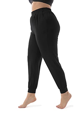 ZERDOCEAN Women's Plus Size Casual Lounge Pants Stretchy Relaxed Jogger Yoga Pants with Pockets3