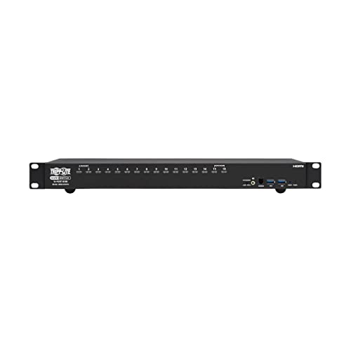 Image of Tripp Lite 16-Port 4K HDMI KVM Switch, 2 USB 3.2 Peripheral Sharing for Keyboard & Mouse, 4K @ 60 Hz - Windows, Mac and Linux Compatible - 1U Rack-Mount, 3-Year Warranty (B024-H4U16)