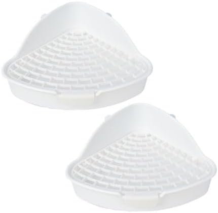Pet White Plastic Triangular Corner Litter Box For Small Animals 2pc - 25cm