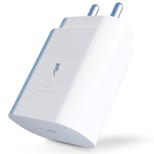 Image of 25 watt Charger Type c for Samsung 25W Charger Original Compatible with Samsung Galaxy Z Fold 5 /4 /3, Z Flip5 /4 /3, S24 /S24+ /S24 Ultra, S23 /S23+ /S23 Ultra /S23 FE S /A /M /F Series (White, Without Cable)