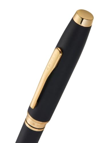 Image of Cross Coventry Matte Black Lacquer with Gold PVD Appointments Refillable Ballpoint Pen - Medium Point, Black Ink, Presented in a Luxury Gift Box
