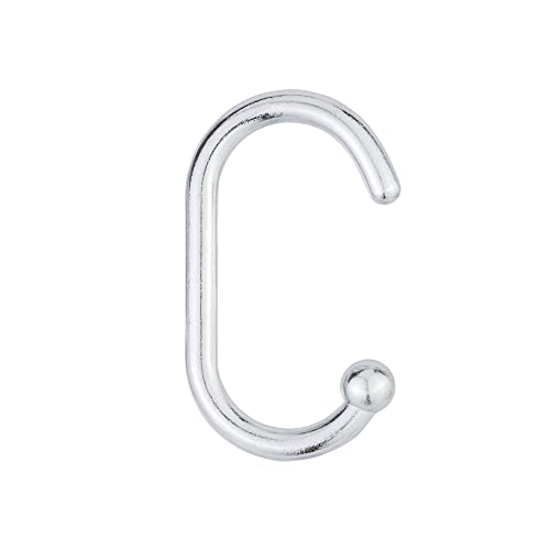 Splash Home C-förmige Duschvorhanghaken, rostbeständige Aluminium-Vorhangringe, für Badezimmerstangen und Vorhang, Set mit 12 Haken - Chrom Cover