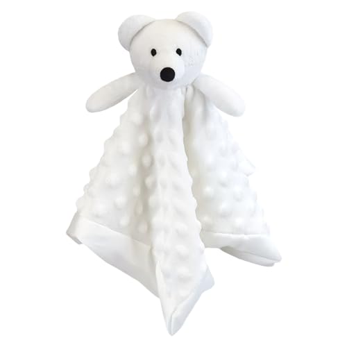 Image of Doindute Baby White Polar Bear Soft Stuffed Animal Security Blanket, Plush Polar Bear Character Lovey Blanket, Baby Shower/Nursery Gift, Newborn Infant Toddler Snuggle Blankie for Child, 13 Inches